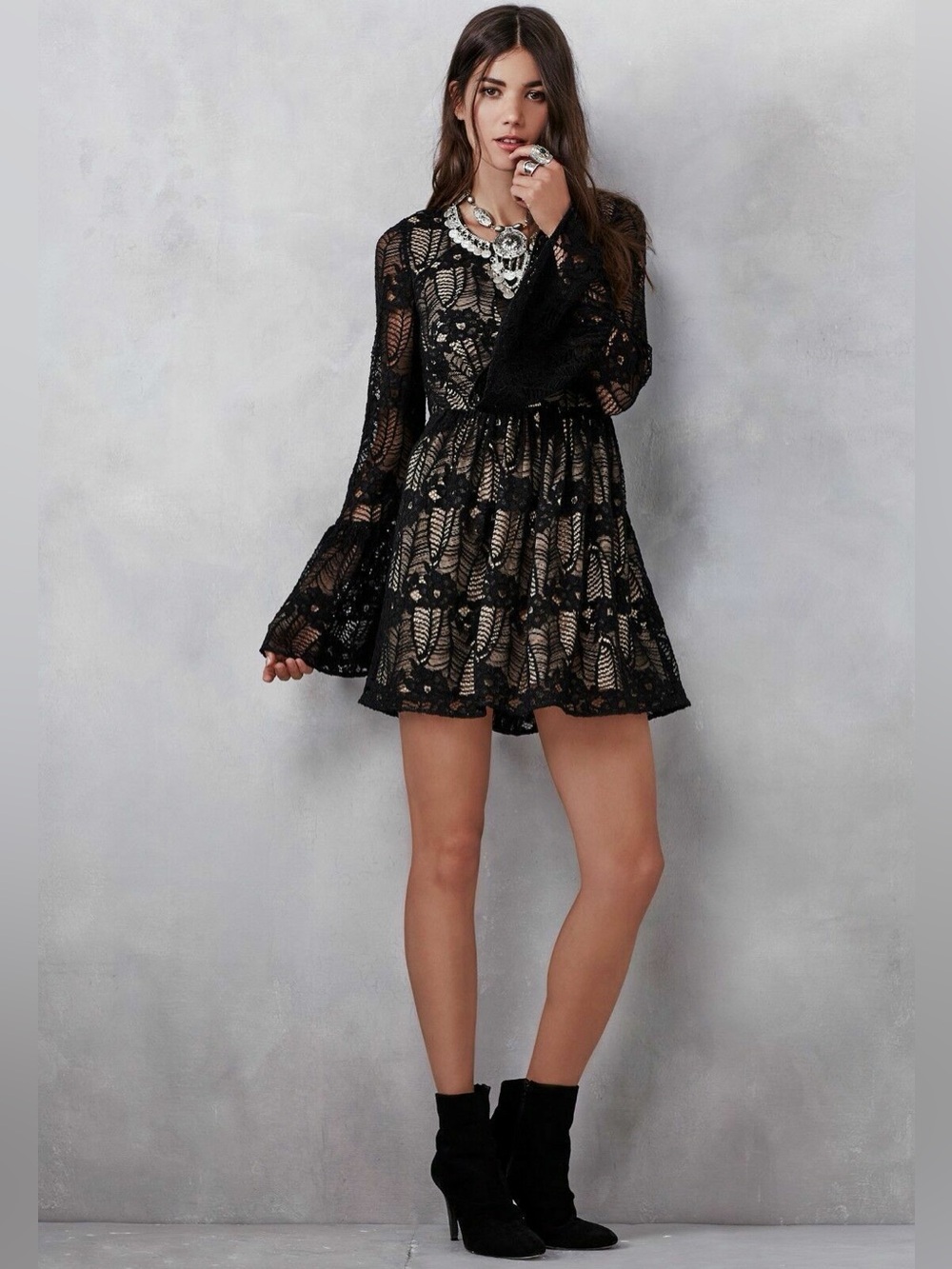 Free People Dulce Mini Dress in Black Size 2 MSRP: $250